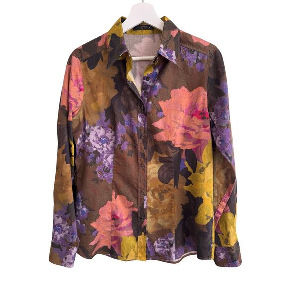 Etro Shirt Floral Print Cotton Stretch Size 46 Large Long Sleeve Button Up - Picture 1 of 6